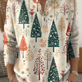 Vintage  Christmas Art Print Buttoned Cardigan Sweater