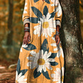 Women's Beautiful Large Flower Painting Art Print Dress
