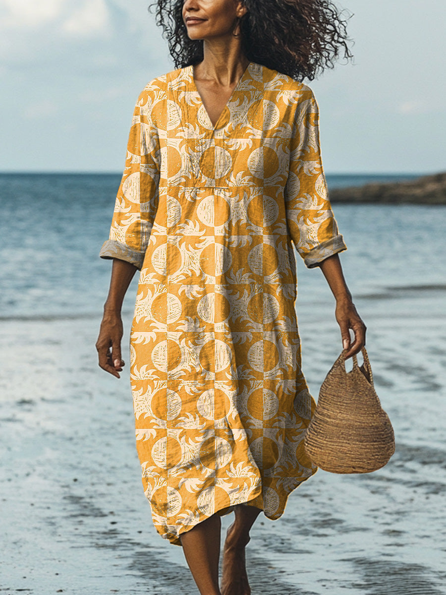 Summer Geometric Solar Pattern Printed Women's Dress