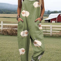 Women's Cute Sheep Art Print Casual 100% Cotton Wide Leg Jumpsuit