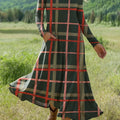 Women's Vintage  Plaid Art Print Long-sleeved Dress