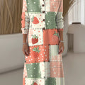 Women's Lovely Strawberry Pattern Art Print Casual Knitted Dress