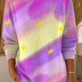 Women's Beautiful Abstract Colorful Graffiti Line Drawing Art Print Casual Pullover Sweater