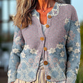 cardigan-pull-collier boutonné à imprimé floral ethnique vintage - lyrf 