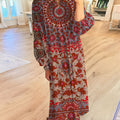 Women's Vintage Flower Art Printed Casual Dress