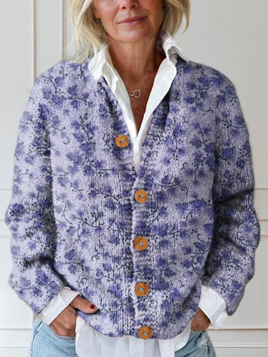 womens-vintage-floral-art-print-buttoned-cardigan-sweater-xzxp
