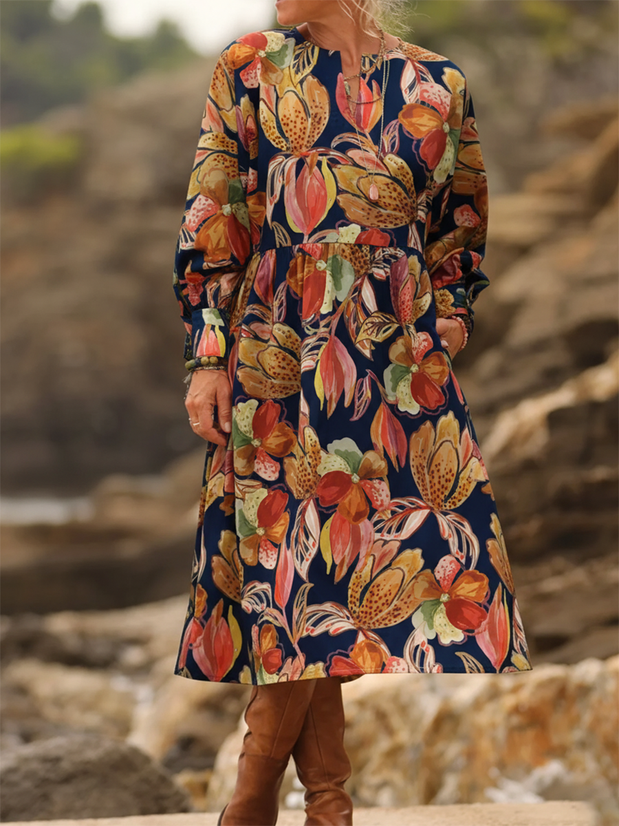 Orlane Colorful Floral Print Cotton Dress