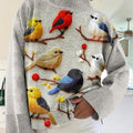 Women's Lovely Birds Pattern Art Print Knit Turtleneck Pullover Sweater