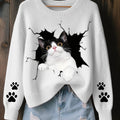 Women's Halloween Cat Cozy Knitted Sweater