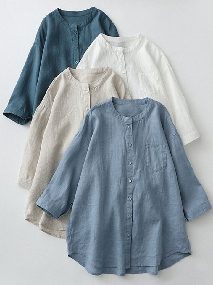 Women's  Loose  Casual Cotton And Linen Shirt