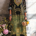 Women's Ethnic Geometric Floral Painting Art Print Dress