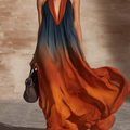 Elegant Halter Neck Gradient Loose Maxi Dress