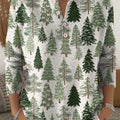 Women's Christmas Tree Art Print Buttoned Cardigan Sweater