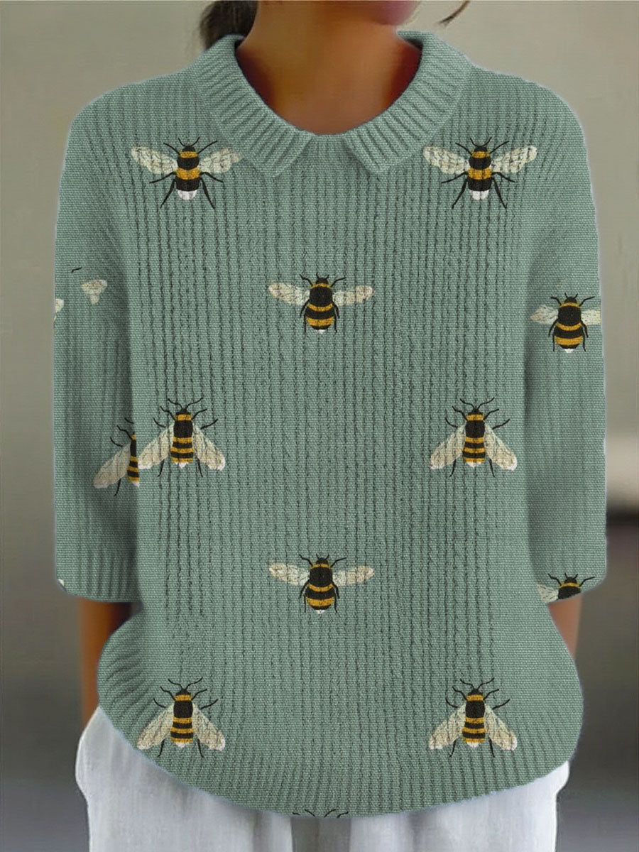 womens-funny-bee-art-print-casual-pullover-sweater-66op