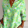 Women's Fresh Flower Art Print Casual Cotton Shirt