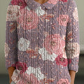 womens-vintage-floral-art-print-casual-peter-pan-collar-3-4-sleeve-sweater-b4ap