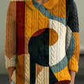 womens-geometric-pattern-art-print-casual-peter-pan-collar-3-4-sleeve-sweater-s24x