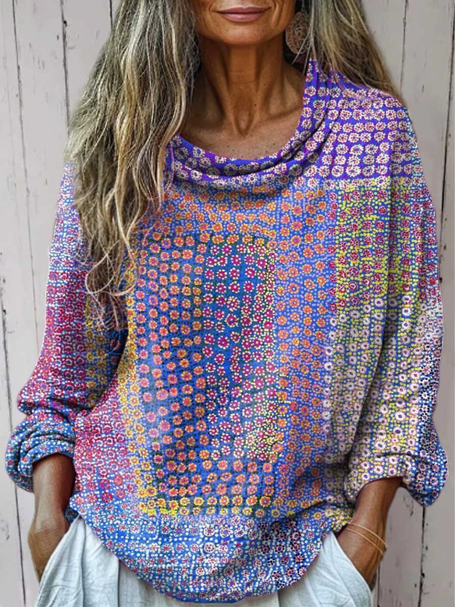 Women's Vintage Pattern Art Print Casual Long Sleeve Comfortable Cotton Shirt