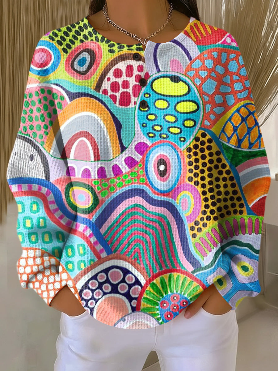 Women's Beautiful Colorful Abstract Graffiti Painting Art Print Casual Cotton Sweatshirt