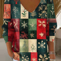 Women's Vintage Christmas  Art Print Casual Pullover Sweater