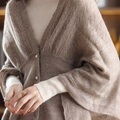 Pearl Button Batwing Sleeve Cardigan Sweater