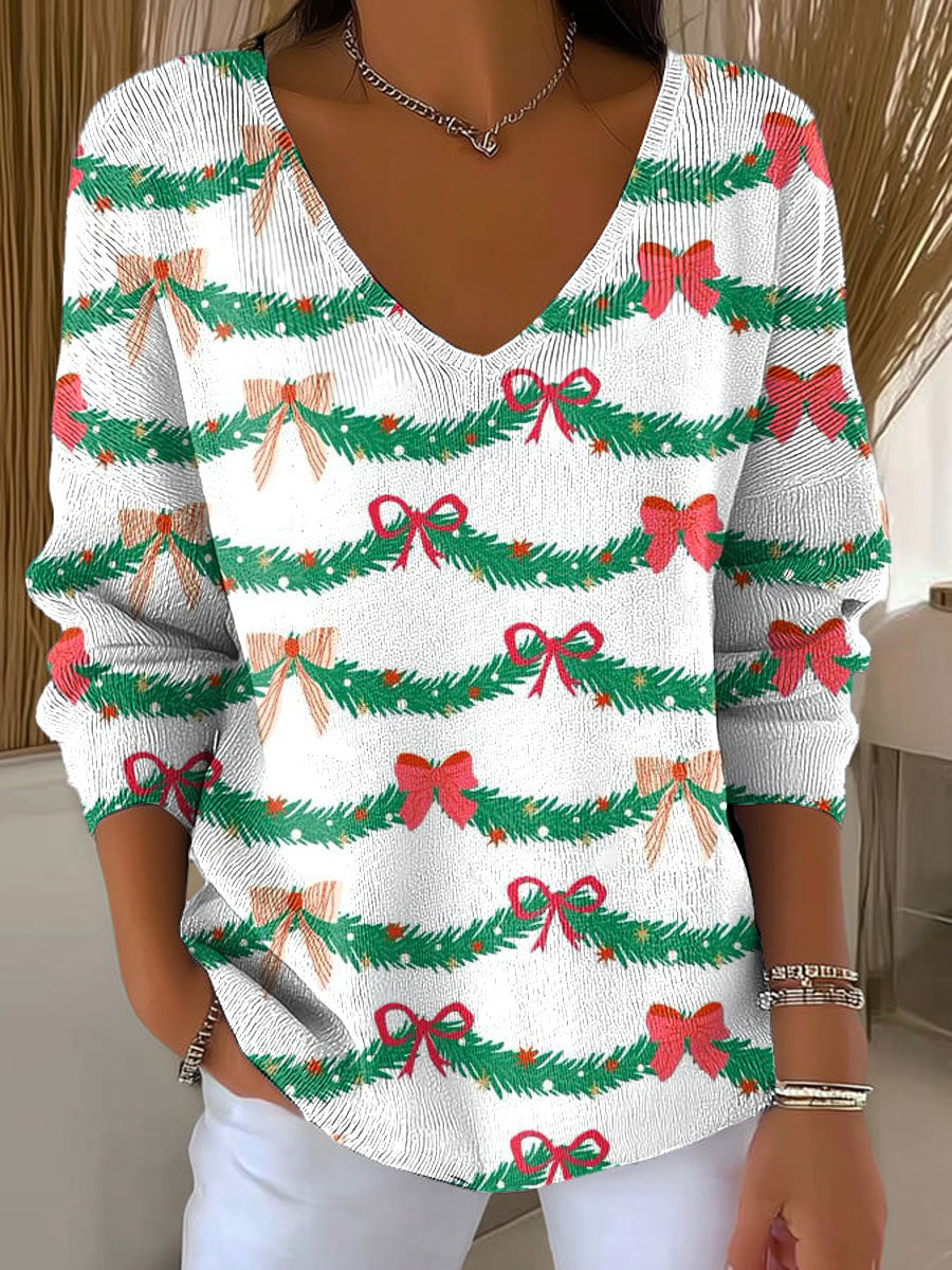 Women's Christmas Pattern Print Casual Pullover Sweater