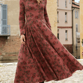 Autumn Garden Vintage Print Soft Crew Neck Dress