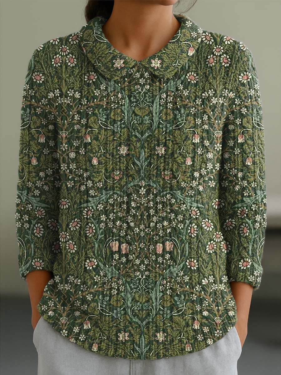 womens-vintage-floral-art-print-casual-peter-pan-collar-3-4-sleeve-sweater-sx5l