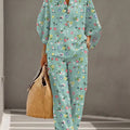 Women's Floral Print Casual Cotton-linen Two-piece Set