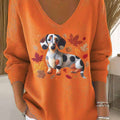 womens-lovely-autumn-dog-art-print-casual-pullover-sweater-vt9j