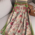 Women's Vintage Floral Art Print Casual Cotton Skirt