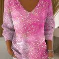 womens-pink-gradient-pattern-art-print-casual-pullover-sweater-d82l
