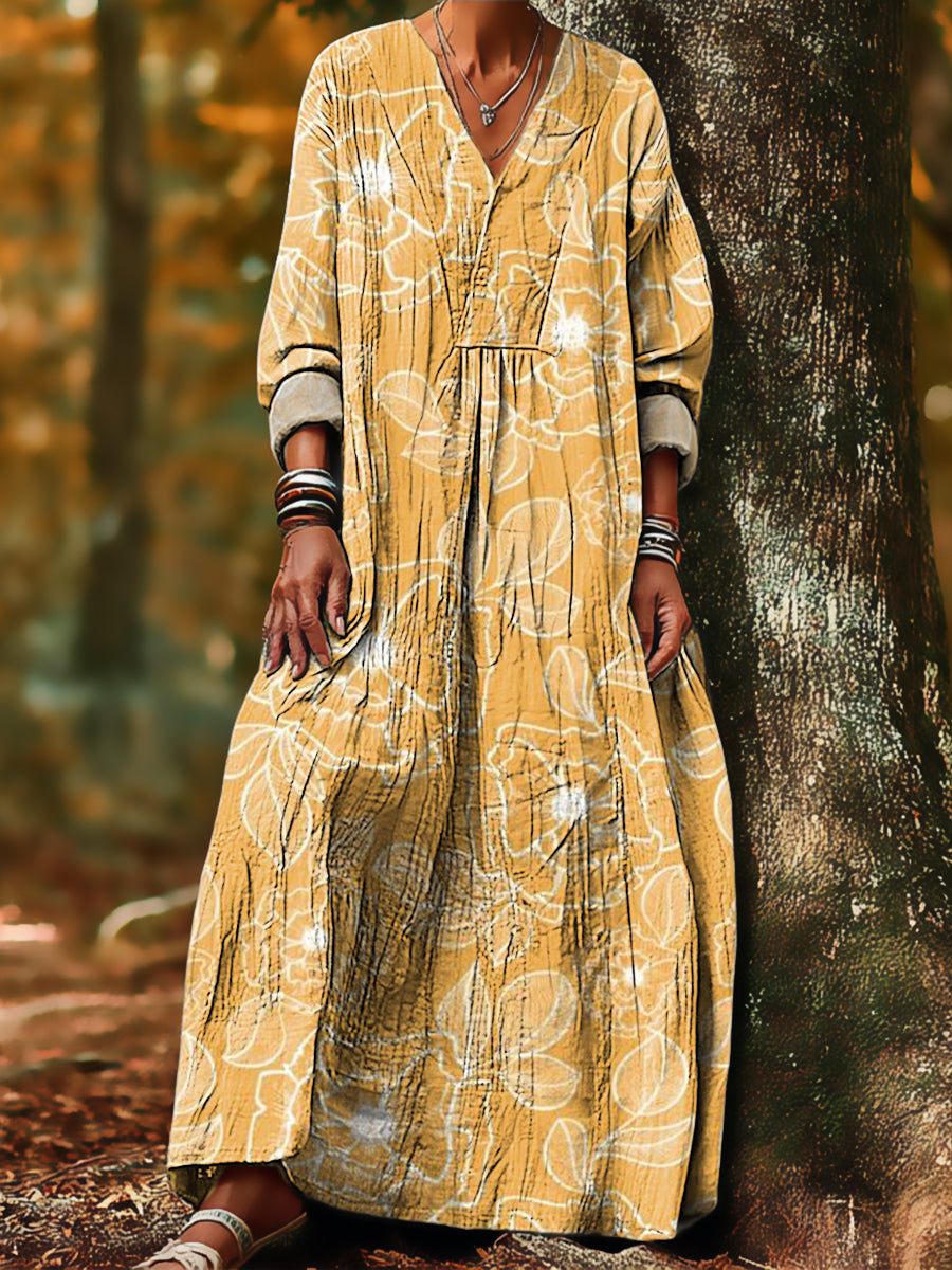 Women's Vintage Ethnic Floral Art Print Dress