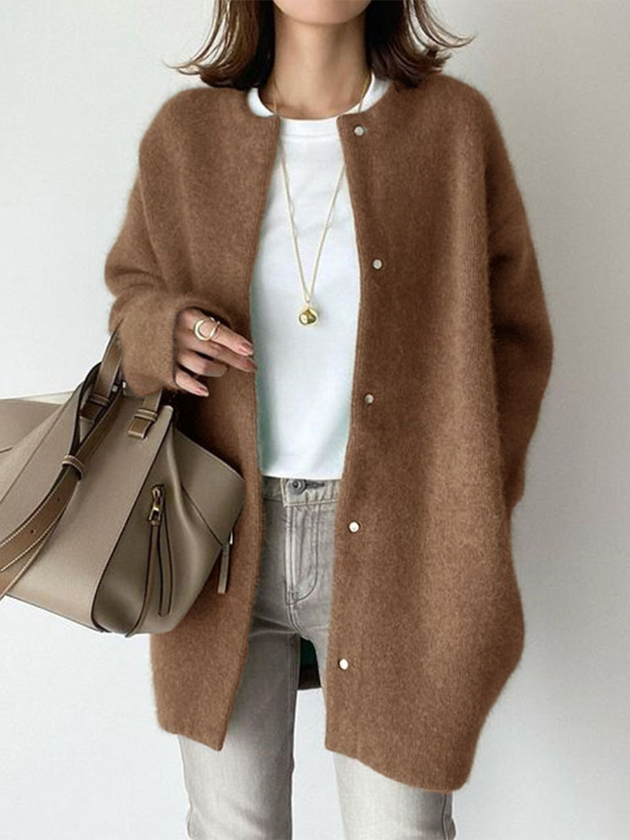 Button Loose Sweater Jacket