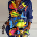 Women's  Fish  Art Print Casual Cotton Shirt