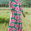 Women's Floral Pattern Art Print Long-sleeved Dress
