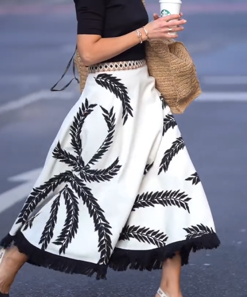 Women's Boho Tassel Hem Leaf Skirt
