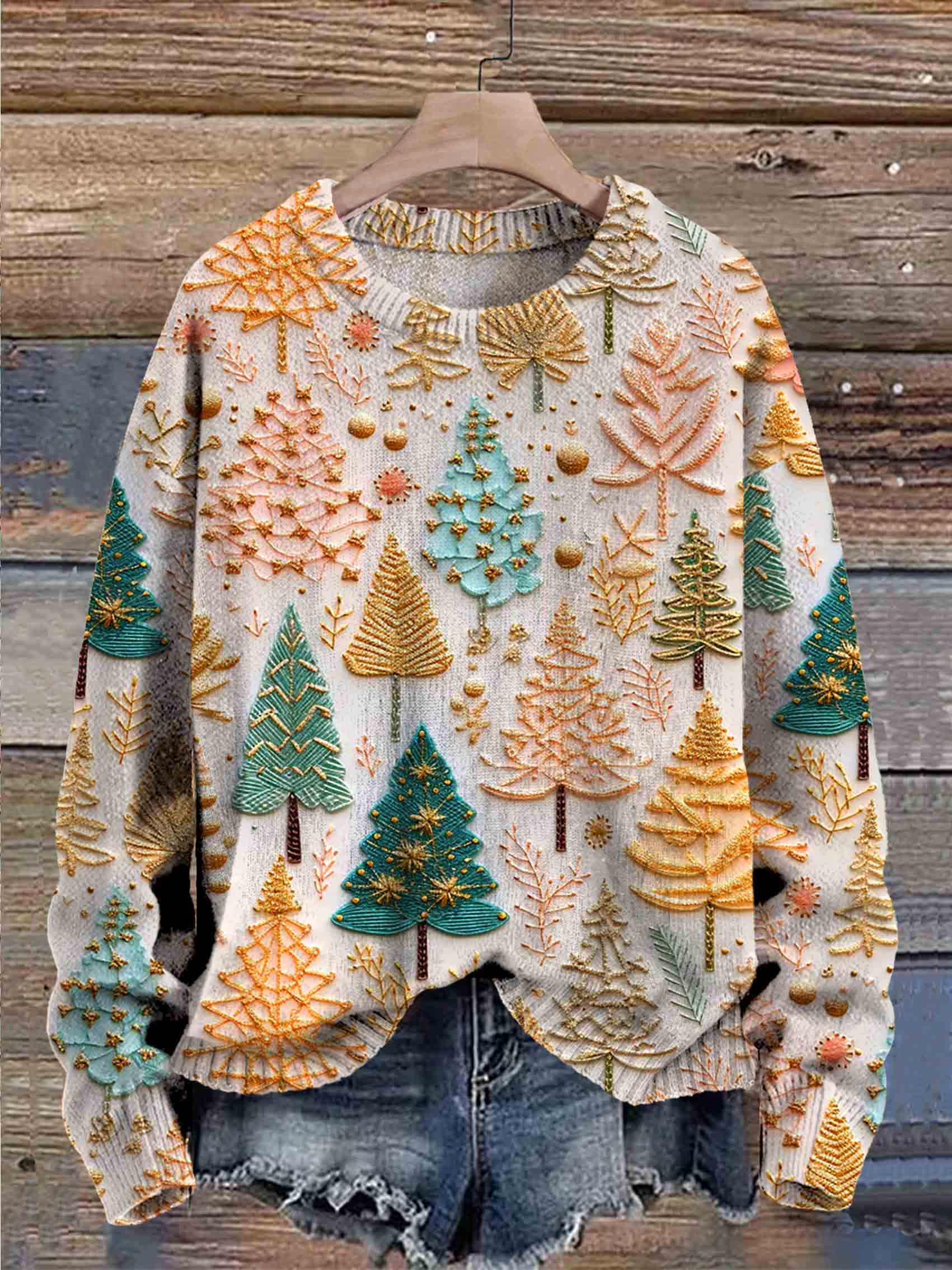 christmas-tree-art-print-knit-pullover-sweater