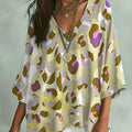 Women's Leopard Print V-neck Loose Shirt