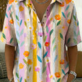 Women's Floral Print Casual Cotton-linen Shirt