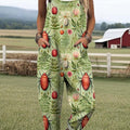 Women's Vintage Insects Floral Art Print Casual 100% Cotton Wide Leg Jumpsuit