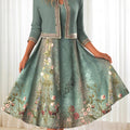 Sage Green Two Piece Floral Print Dress and Cardigan