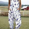 Women's  Funny Flower Chick Art Print Casual 100% Cotton Wide Leg Jumpsuit