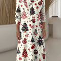 Women's Christmas Tree Pattern Art Print Casual Knitted Dress
