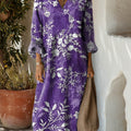 Women's Vintage Floral Art Print Cotton Dress