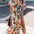 Women's High-Waisted Fashionable Printed Split Dress