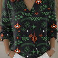 Vintage Christmas Art Print Buttoned Cardigan Sweater