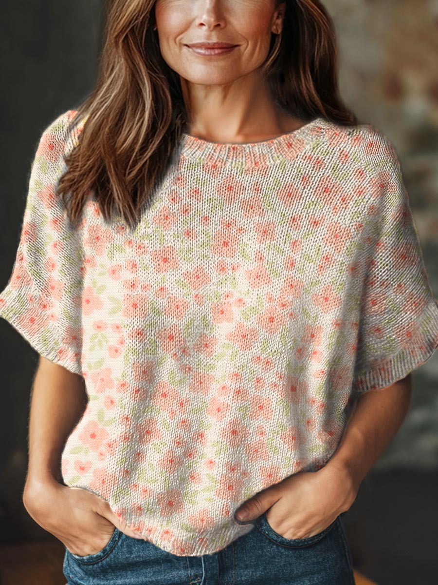 womens-vintage-floral-art-print-casual-crew-neck-short-sleeve-knitted-sweater-3t6i