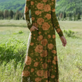 Lässiges Baumwollkleid im Vintage-Stil mit Blumenmuster für Damen