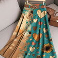 Women's Retro Flowers Pattern Casual Print Cotton Skirt